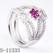 925 Women Silver Pink Zirconia Fashion Ring (S-11333)